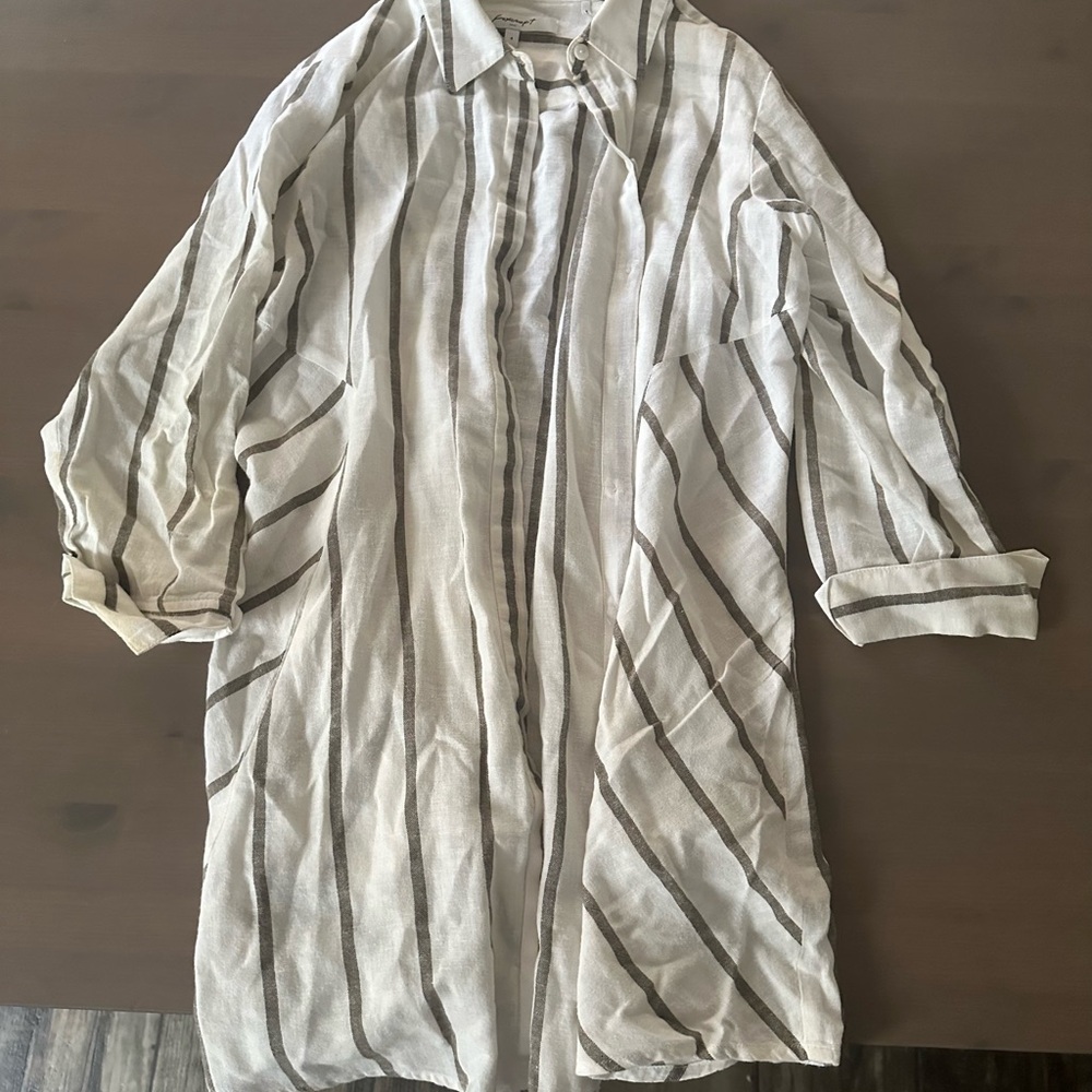 Foxcroft Striped Button-Up Blouse